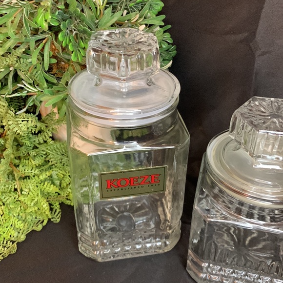 Set of 2 Koeze large and small clear glass canisters - Picture 3 of 9